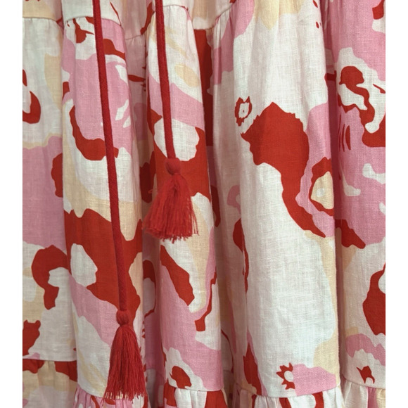 ELLIATT Small Gisli Linen Maxi Dress Tiered Floral Print Flutter Sleeve Feminine - Picture 14 of 16